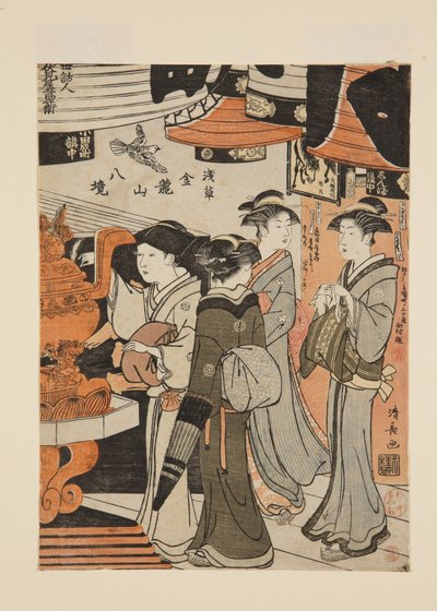 Nel tempio di Sensō-ji da Torii Kiyonaga