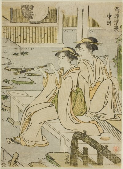 Nakasu, dalla serie "Dieci scene di godimento del fresco nelle tre città (Sangatsu ryo jikkei)" da Torii Kiyonaga