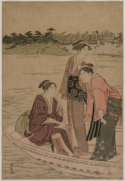 Passeggeri su una barca sul fiume Sumida da Torii Kiyonaga