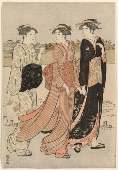Crepuscolo estivo sulle rive del fiume Sumida da Torii Kiyonaga