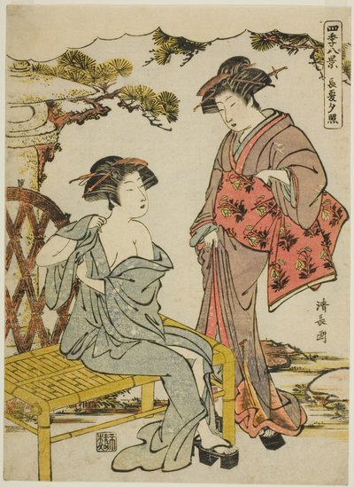 Bagliore del tramonto di fine estate (Choka no sekisho), dalla serie "Otto scene delle quattro stagioni (Shiki hakkei)" da Torii Kiyonaga