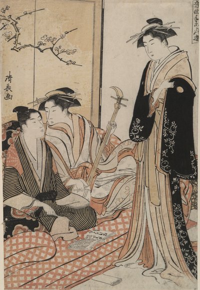Insegnare una Canzone di Kat?-bushi: Passatempi Musicali da Torii Kiyonaga