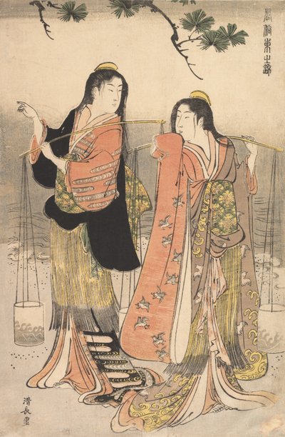 Le fanciulle della salamoia di Suma Shiokumi, Suma, 1783 da Torii Kiyonaga