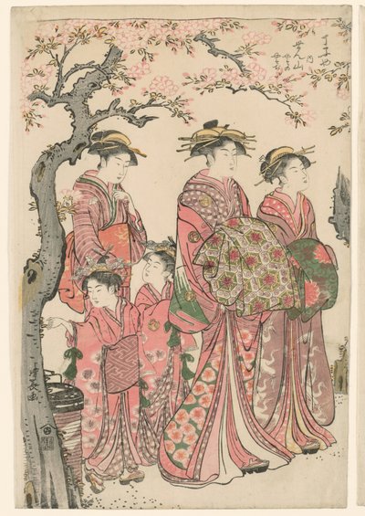 Le cortigiane Senzan, Yasono e Yasoji del Chojiya da Torii Kiyonaga