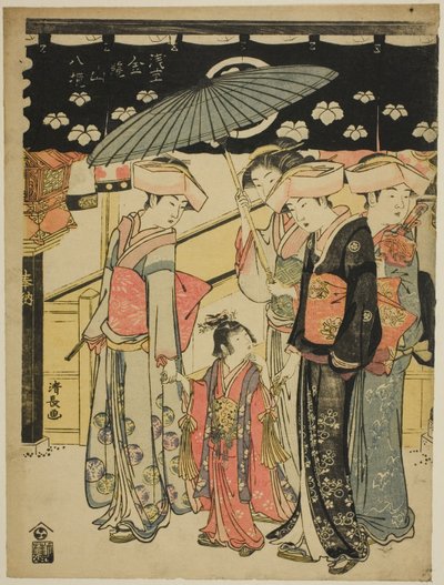 La via dello shopping Nakamise, dalla serie "Otto distretti del tempio Kinryuzan ad Asakusa (Asakusa Kinryuzan hakkei)" da Torii Kiyonaga