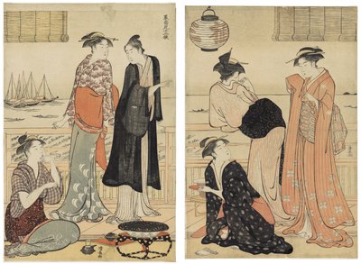 Il sesto mese, godendo del fresco serale in una casa da tè, dalla serie I dodici mesi nel quartiere meridionale da Torii Kiyonaga