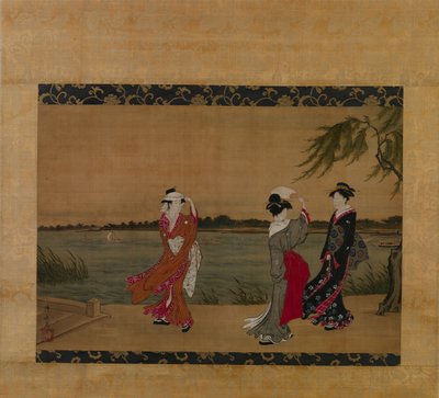 Tre ragazze su una riva del fiume da Torii Kiyonaga