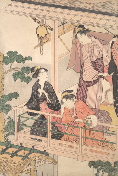 Tre Donne su un Balcone da Torii Kiyonaga
