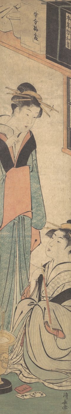 Due Ragazze che Parlano Vicino al Fuoco Hibachi, ca. 1785 da Torii Kiyonaga