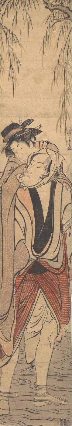 Due amanti che attraversano un fiume da Torii Kiyonaga