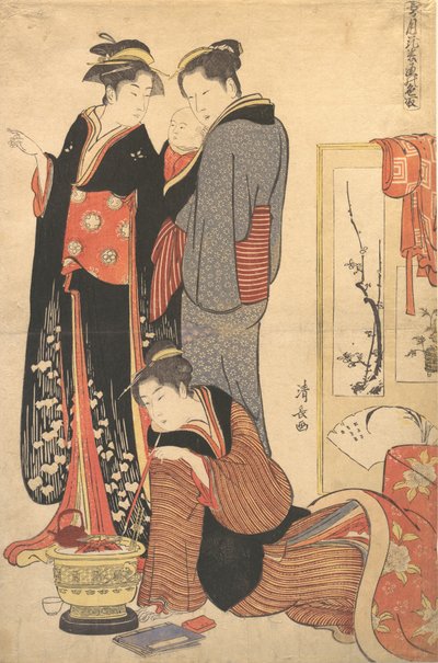 Due Donne in Piedi, Tenendo un Bambino, ca. 1785 da Torii Kiyonaga