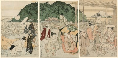Visitatori a Enoshima da Torii Kiyonaga