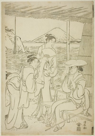 Visitatori a Enoshima da Torii Kiyonaga