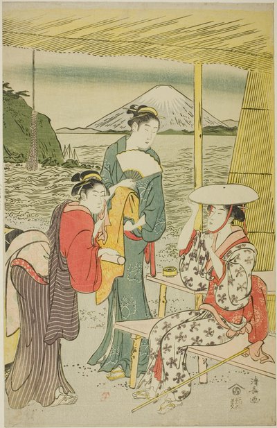 Visitatori a Enoshima da Torii Kiyonaga