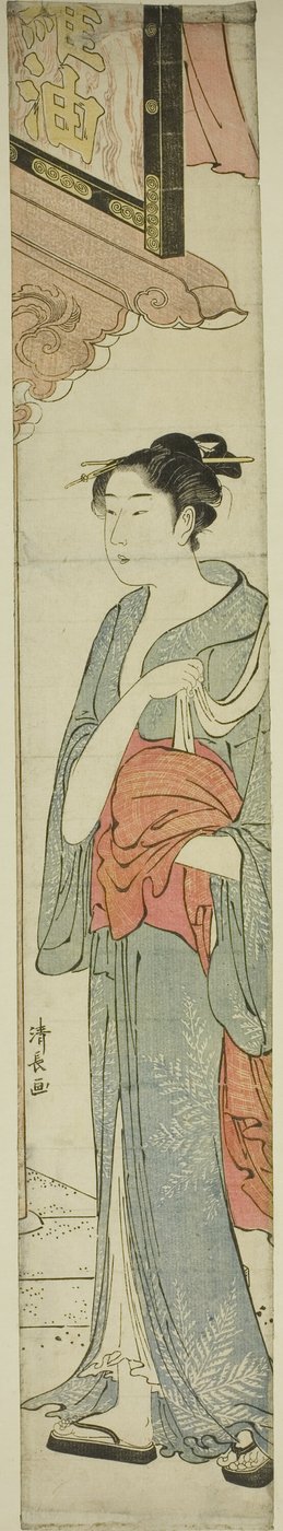 Donna che Cammina sotto un Insegna da Torii Kiyonaga