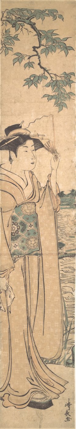 Donna con Ventaglio sulle Rive del Fiume Sumida da Torii Kiyonaga
