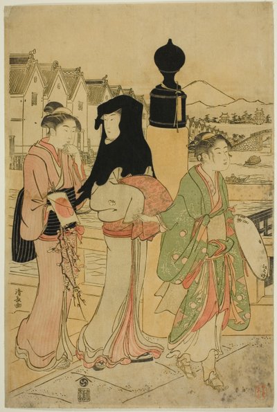 Donne che attraversano il ponte Nihonbashi da Torii Kiyonaga