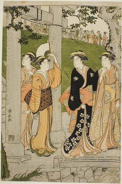 Donne in visita al santuario di Mimeguri da Torii Kiyonaga