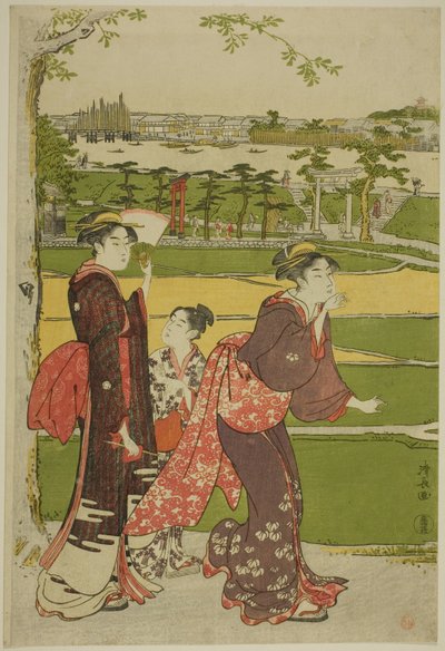 Donne in visita al Santuario di Mimeguri da Torii Kiyonaga