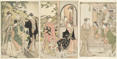 Yoshitsune porta una serenata a Joruri hime da Torii Kiyonaga