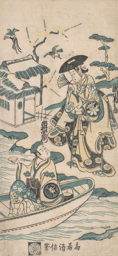 Scena da un dramma, probabilmente Musume Dojoji da Torii Kiyonobu I