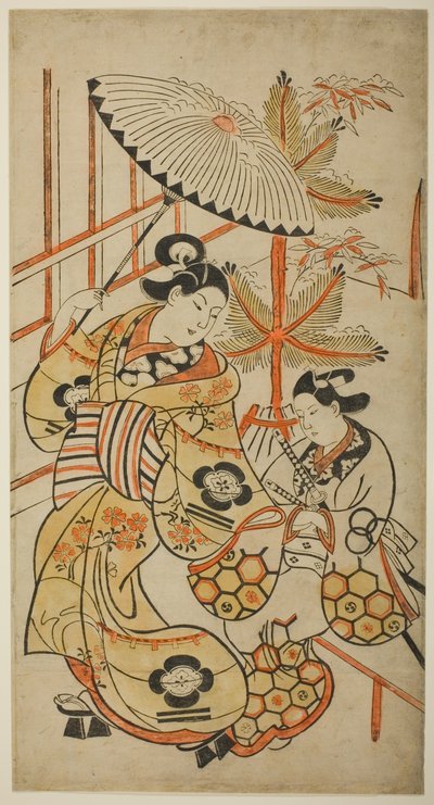 Gli attori Matsumoto Hyozo come cortigiana e Nakagawa Hanzaburo come giovane uomo da Torii Kiyonobu I