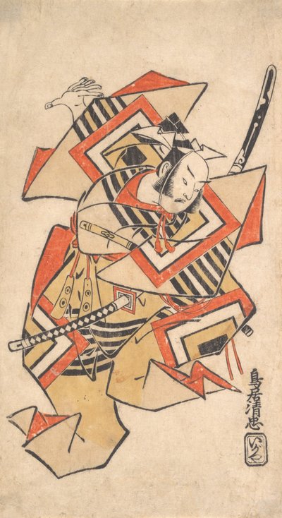 Ichikawa Danjuro II nella scena Aspetta un momento Shibaraku, ca. 1715 da Torii Kiyotada