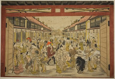 La Porta Principale, Nuovo Yoshiwara, c.1745 da Torii Kiyotada