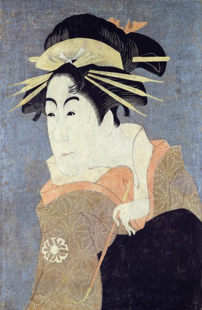 Matsumoto Yonesaburo nel ruolo della cortigiana Kewaizaka No Shosho (Shinobu) nella commedia 