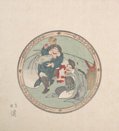 Ebisu e Daikoku, due dei sette dei della buona fortuna, XIX secolo da Totoya Hokkei