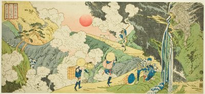 Passo Fudo sulla strada Mikuni nella provincia di Kozuke, dalla serie "Luoghi famosi nelle province" da Totoya Hokkei