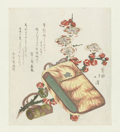 Borsa per tabacco con nodo per cintura e fiori di prugna da Totoya Hokkei