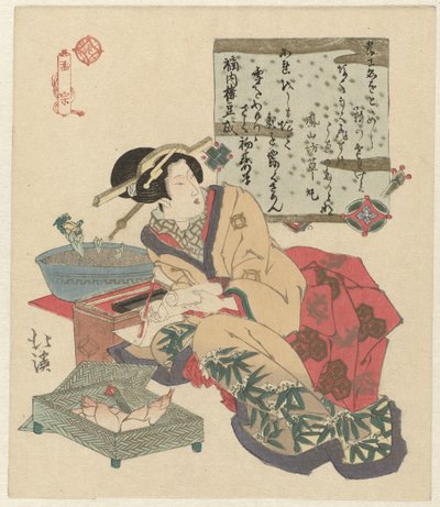 Donna che scrive una lettera da Totoya Hokkei