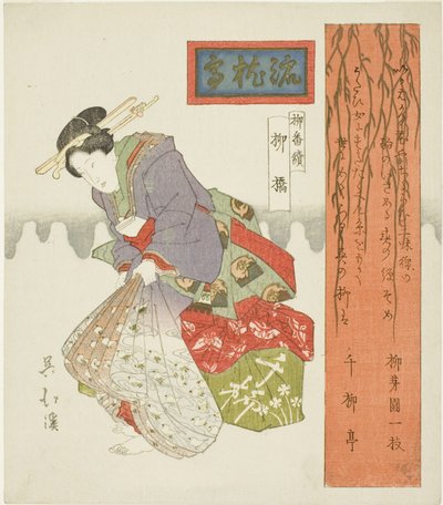 Ponte di Salici (Yanagibashi), dalla serie "Una serie di salici (Yanagi bantsuzuki)" da Totoya Hokkei