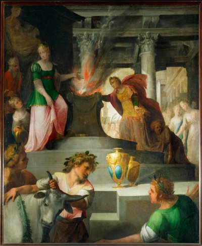 Hyante e Climene che sacrificano a Venere (dipinto su tela) da Toussaint Dubreuil