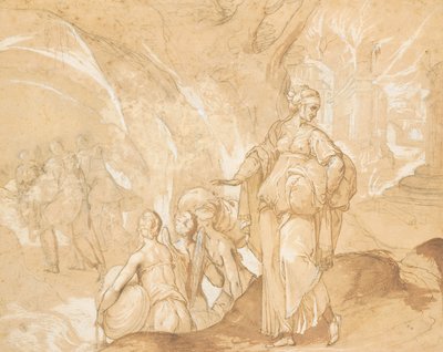 La moglie di Lot che guarda la distruzione di Sodoma e Gomorra da Toussaint Dubreuil