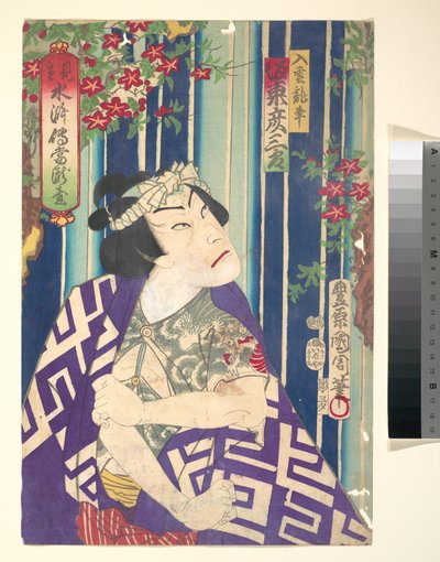 Imaginäres Porträt, Shuihuzhuan der Bühne: Tōryūdai - Schauspieler, Bandō Hikozaburō als Nyūunryū da Toyohara Kunichika