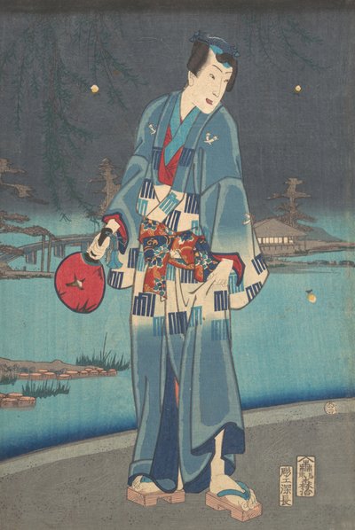 Genji moderno - Osservazione delle lucciole Imayo genji shiken hotaru asobi da Toyohara Kunichika