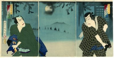 Onoe Kikugorō V come Daiba no Jinzō e Ichikawa Sadanji I come Itamiya Jubei da Toyohara Kunichika