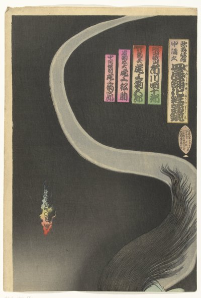 Samurai Aoyama e il fantasma Okiku da Toyohara Kunichika