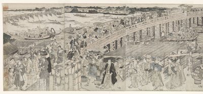 Vista: Godendo la brezza serale al ponte di Ryogoku da Toyokuni (II) , Utagawa