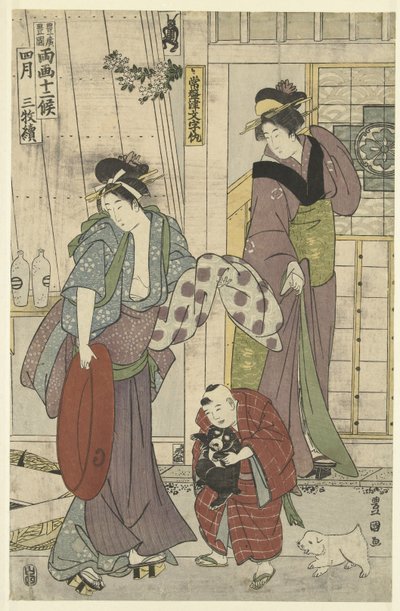 Venditore di pesce (quarto mese, trittico) da Toyokuni (II) , Utagawa