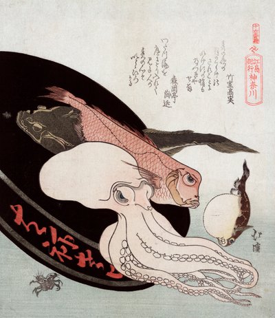 Polpo e Pesce Oceanico di Totoya Hokkei da Toyota Hokkei