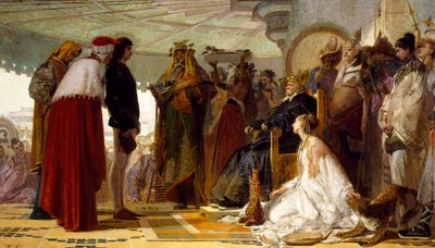 Marco Polo davanti al Gran Khan dei Tartari da Tranquillo Cremona