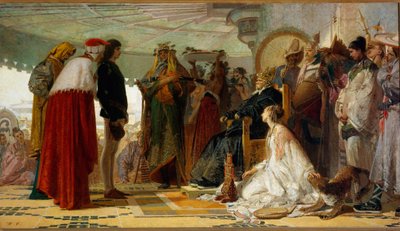 Il navigatore veneziano Marco Polo davanti al grande Qubilai da Tranquillo Cremona