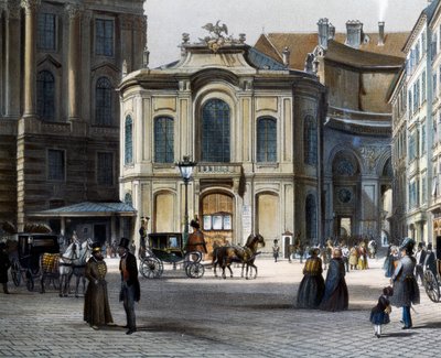 Burgtheater a Vienna Michaelerplatz con Winterreitschule (scuola di equitazione invernale) a destra da Tranquillo Mollo