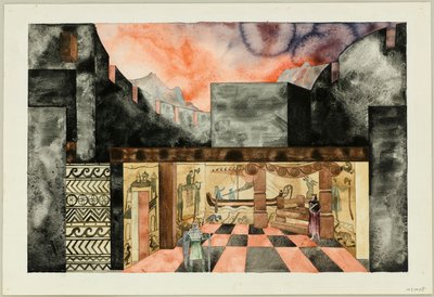 Scenografia per la tragedia Die Nibelungen di Friedrich Hebbel, ca 1934 da Traugott Müller