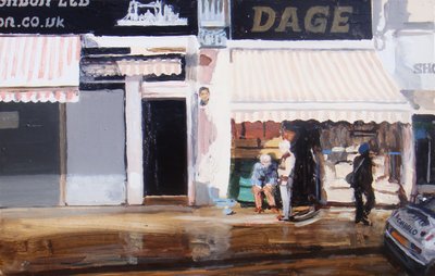 Azione per gli anziani, 2010 (olio su tavola) da Trevor Burgess