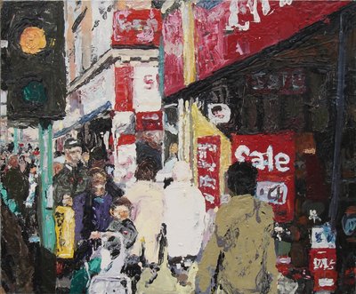 Vendita, 2003 (olio su tavola) da Trevor Burgess