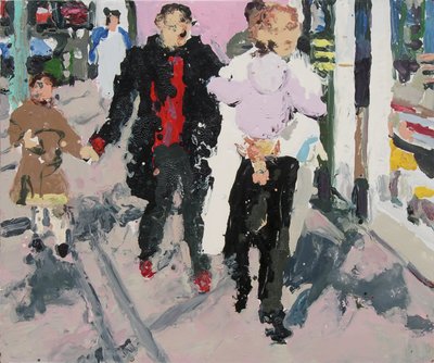 Commesse con bambini, 2003 (olio su tavola) da Trevor Burgess